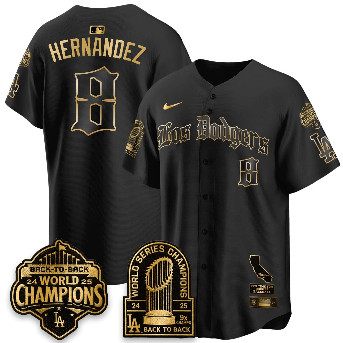 Los Angeles Dodgers World Series Champions Vapor Premier Limited Gothic Edition Jersey - All Stitched by Los Angeles Dodgers