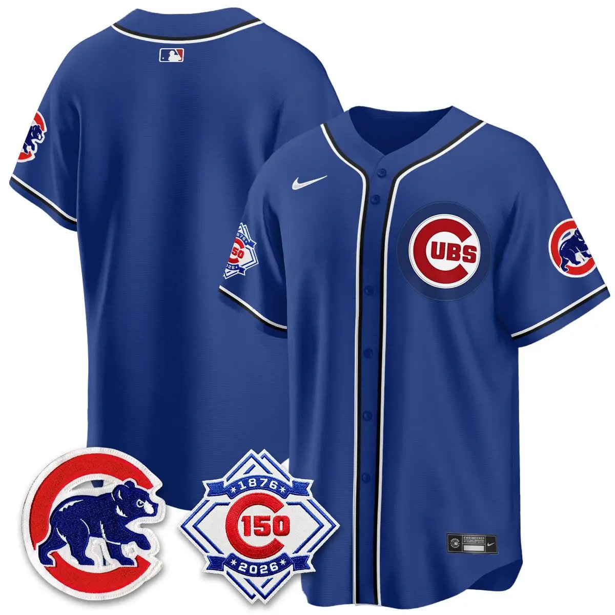 Chicago Cubs 150th Anniversary Black Out Style Vapor Premier Limited Jersey - All Stitched by Chicago Cubs