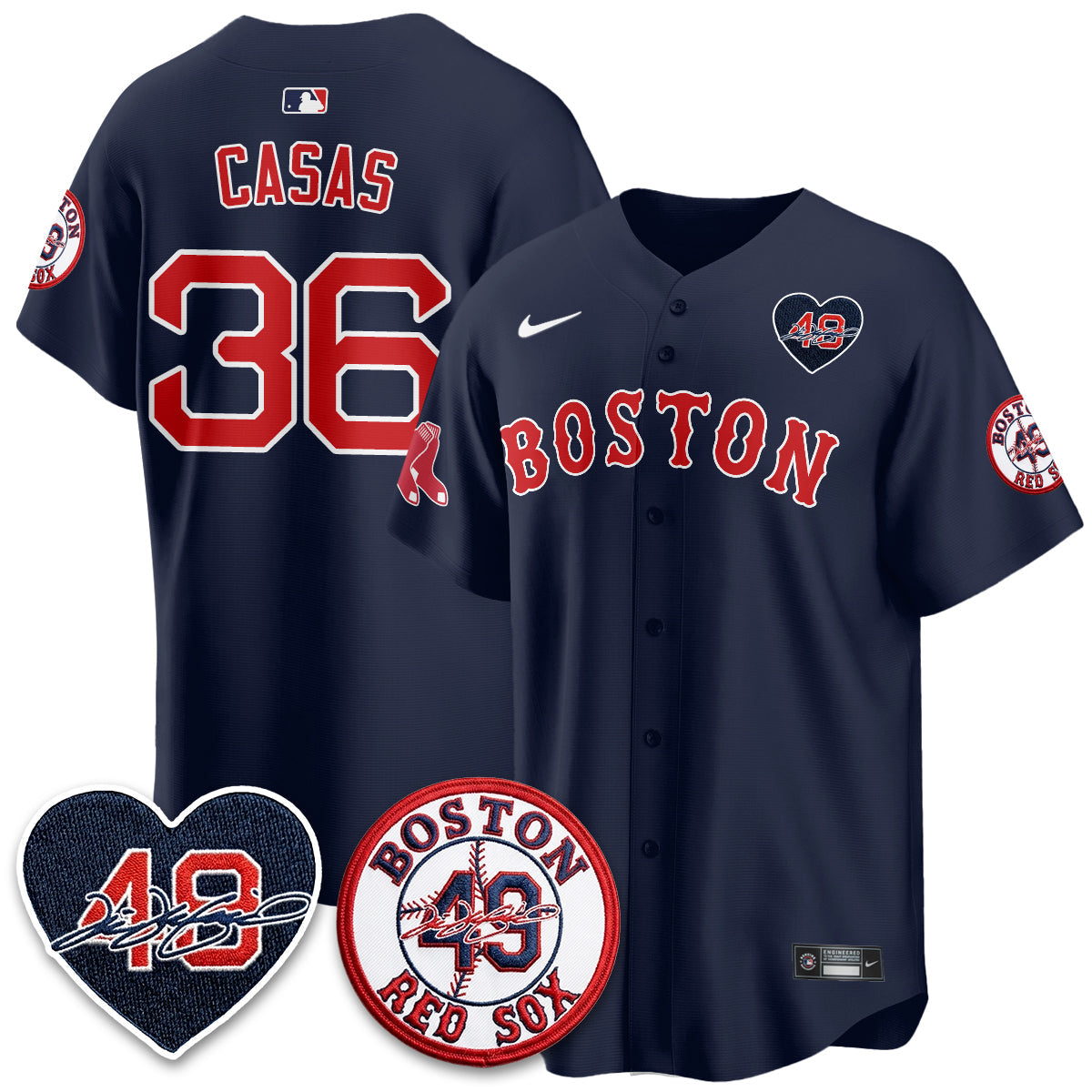 BOS Tim Wakefield Memorial Patch Vaper Premier Limited Jersey - All Stitched by Boston Red Sox