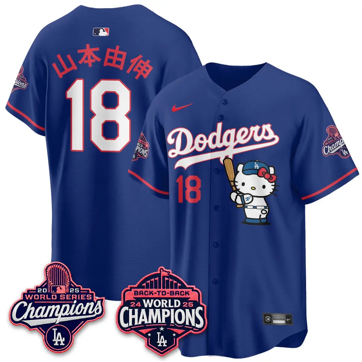 LAD x Hello Kitty Night 2026 Vapor White Jersey - All Stitched by Los Angeles Dodgers