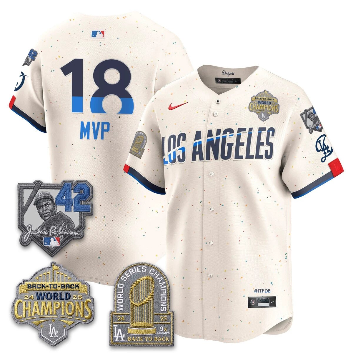 Los Angeles Dodgers 2026 New Era Gold Collection Vapor Limited Jersey - B2B Champs - All Stitched by Los Angeles Dodgers