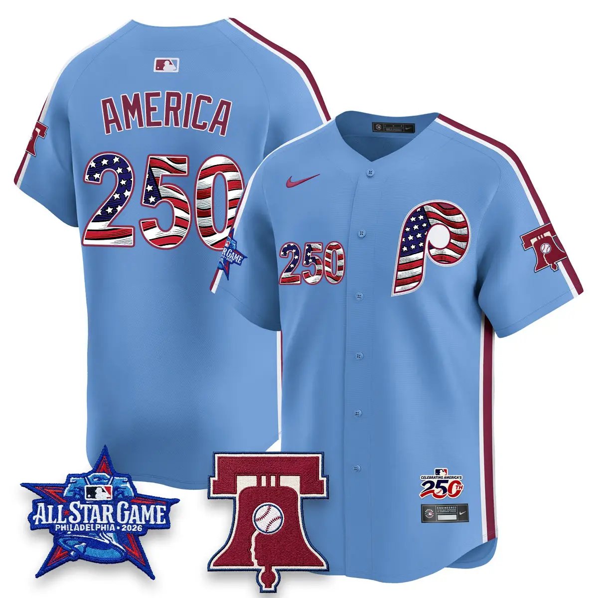 PHI 2026 USA 250 All Star Game Blue Edition - Stitched by Philadelphia Phillies