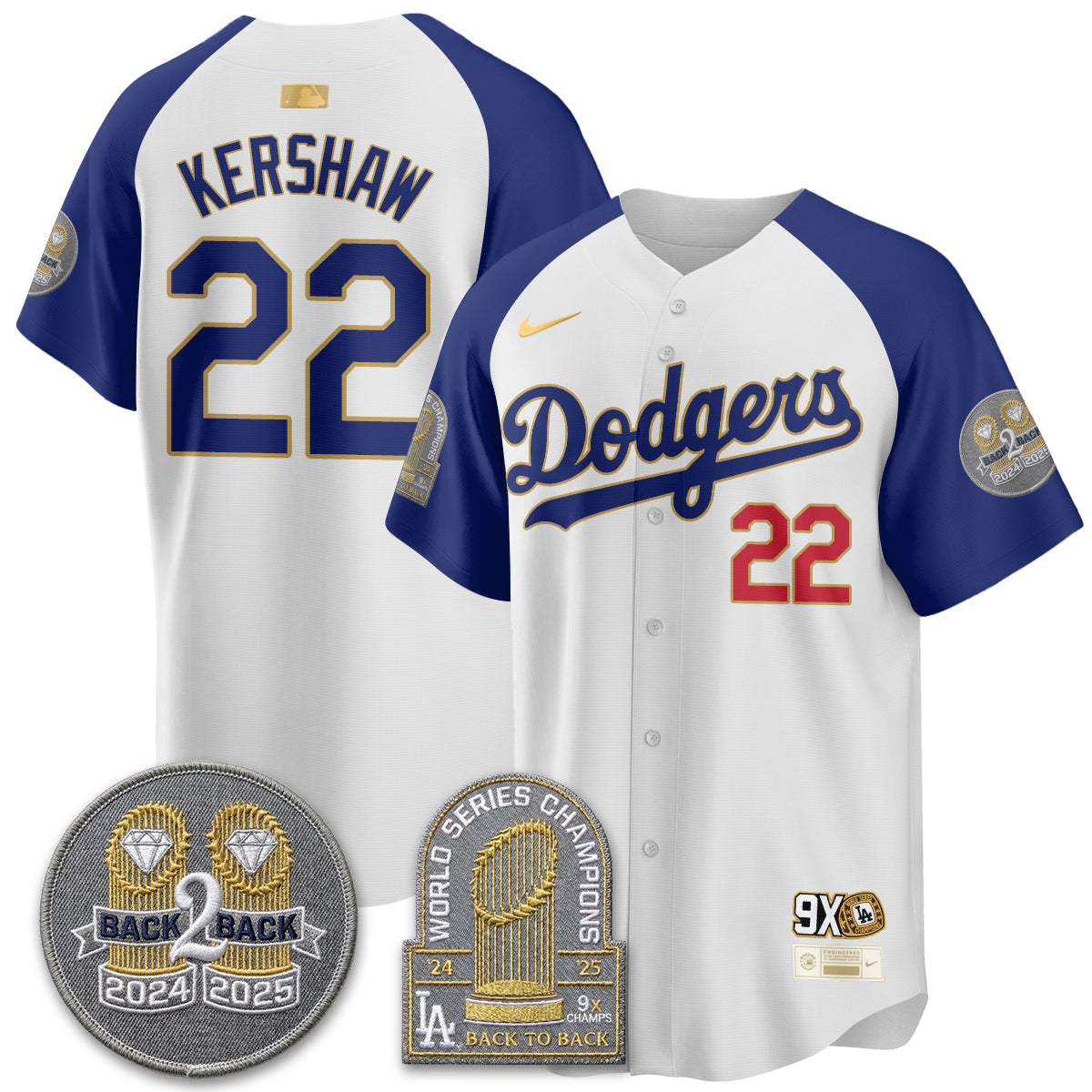 LAD Vapor Limited Jersey - Back to Back Champion - All Stitched by Los Angeles Dodgers