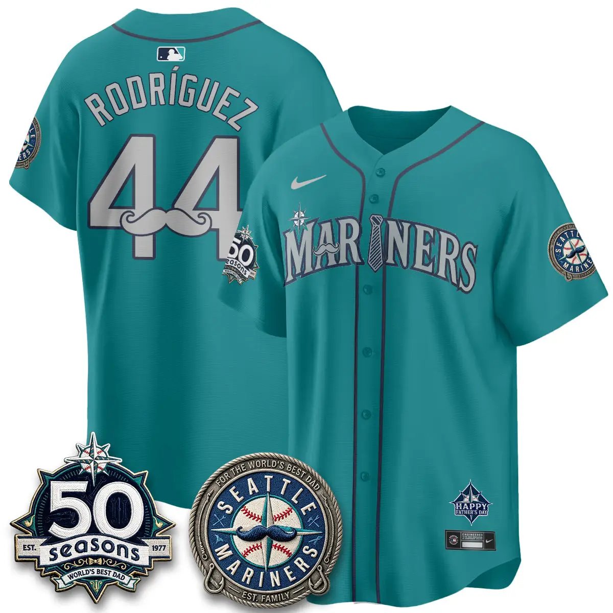 Seattle Mariners Happy Father's Day Vapor Jersey - Stitched by Seattle Mariners
