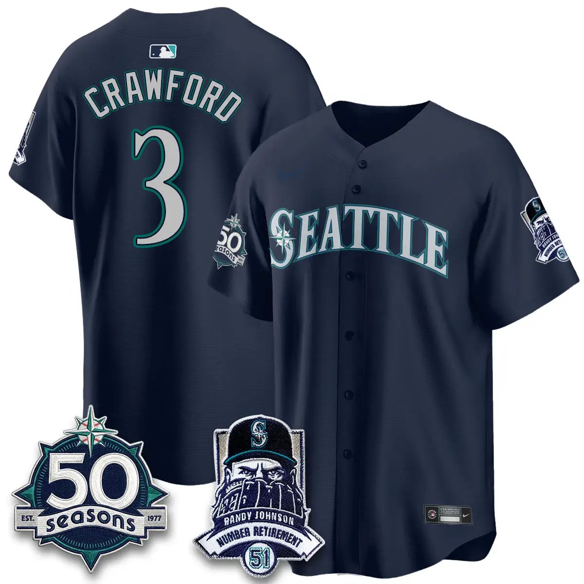 SEA Randy Johnson Vapor Limited Jersey V2- All Stitched by Seattle Mariners
