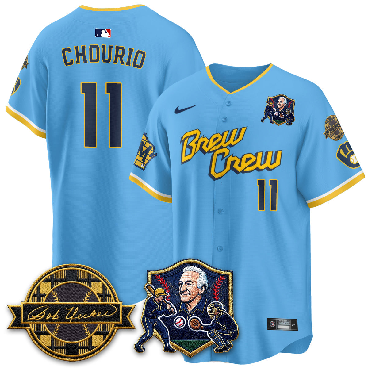 MIL Bob Uecker - 54 Seasons for Brewers' Vapor Limited Gold Jersey - All Stitched by Milwaukee Brewers
