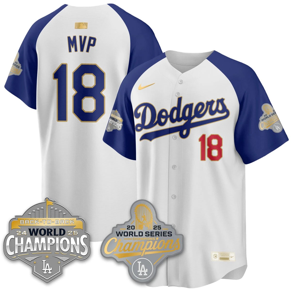 LAD Gold Collection Stadium Vapor Limited Jersey - B2B Champs - All Stitched by Dodgers