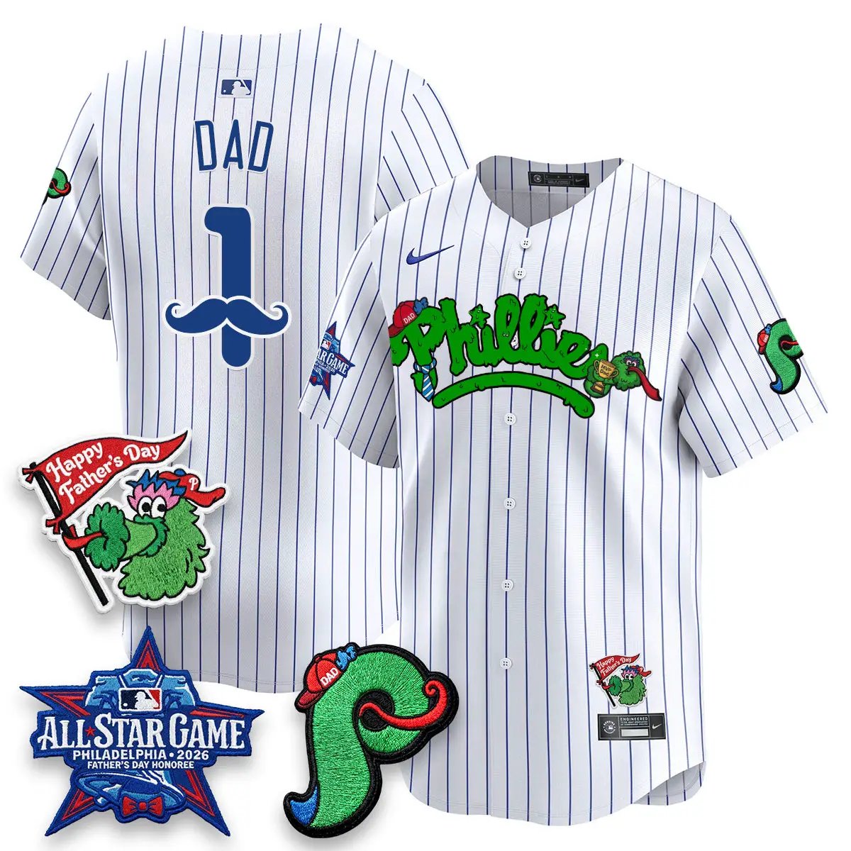 PHI Happy Father's Day Vapor Jersey - Stitched by Philadelphia Phillies