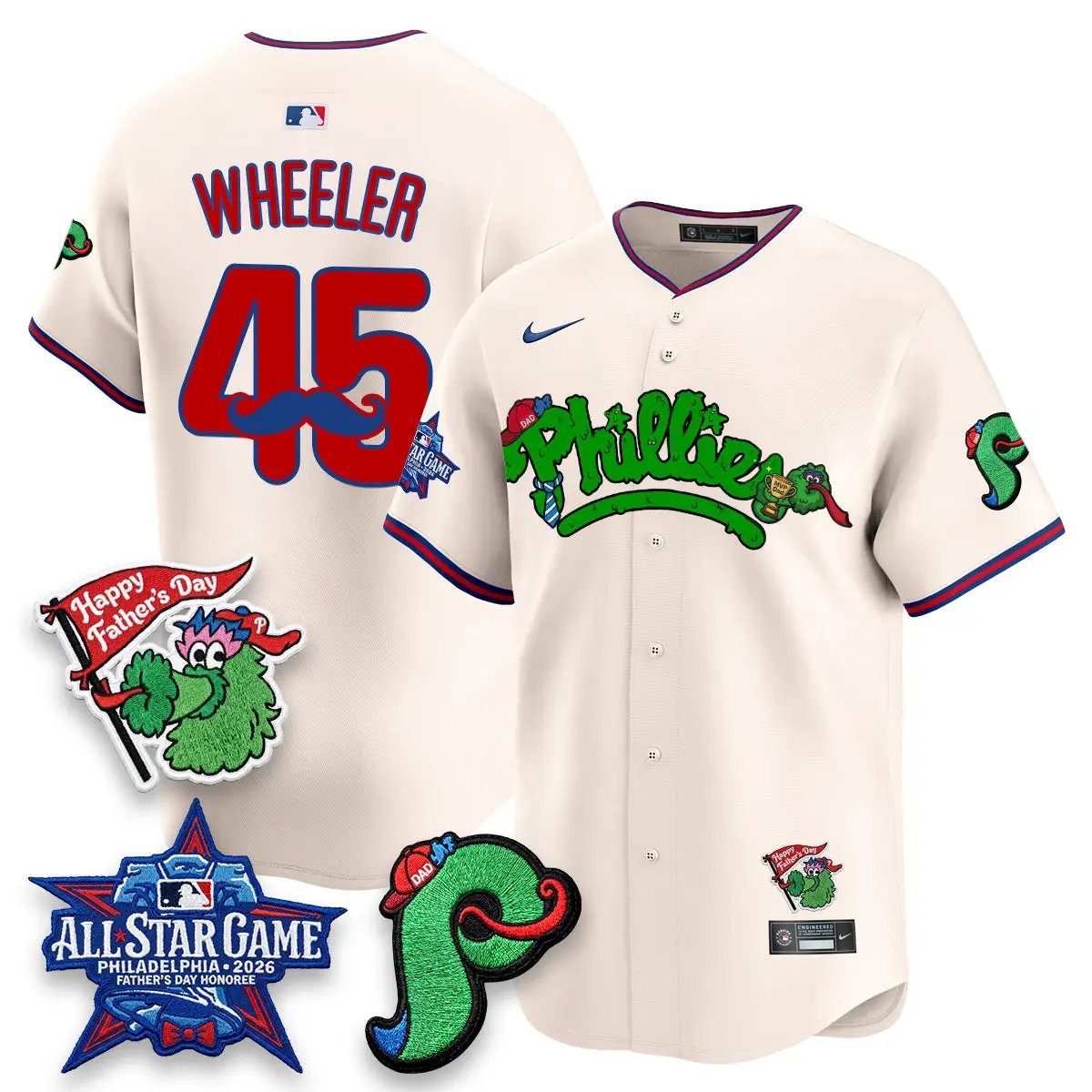 PHI Happy Father's Day Vapor Jersey - Stitched by Philadelphia Phillies