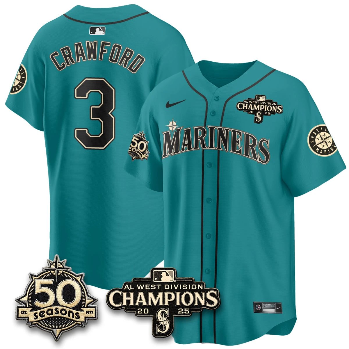 Seattle Mariners Vapor Premier Limited Jersey - 50th Anniversary & AL West Division Champions - Steelheads Community Funds - All Stitched by Seattle Mariners