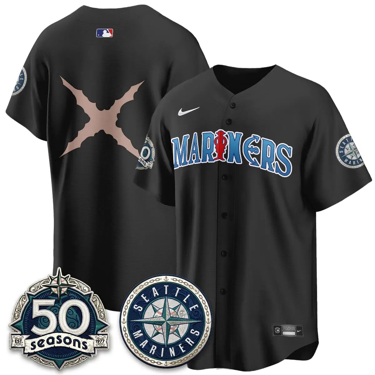 Seattle Mariners x Japanese Cartoon Vapor Limited Jersey - Stitched by Seattle Mariners