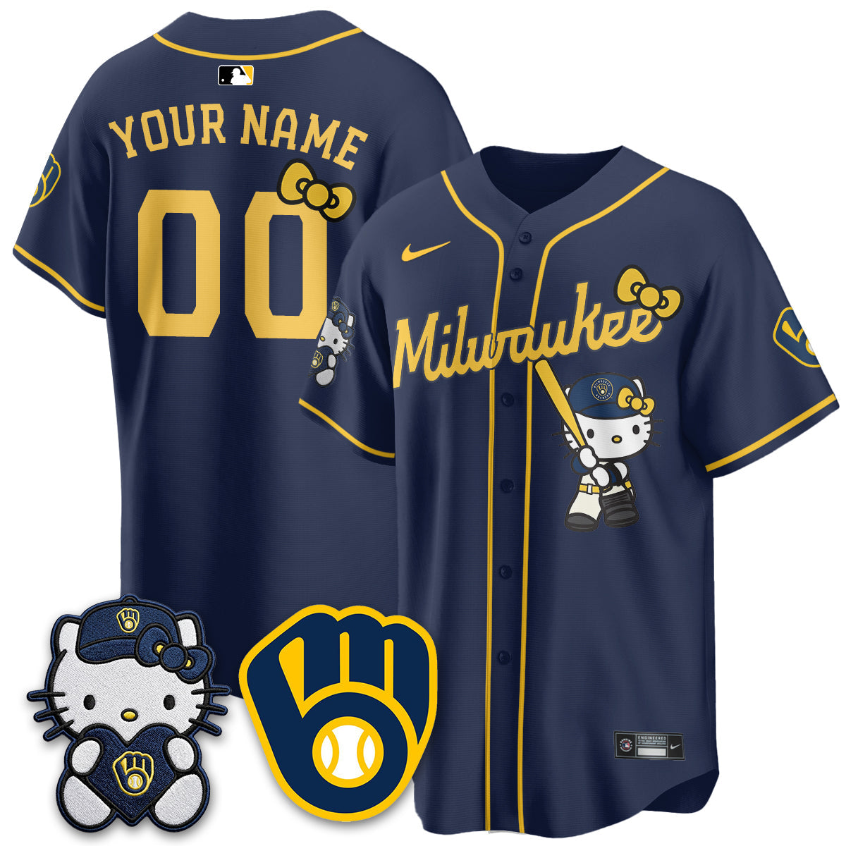 Milwaukee Brewers Meow KT Night Vapor Limited Custom Jersey - All Stitched by Milwaukee Brewers