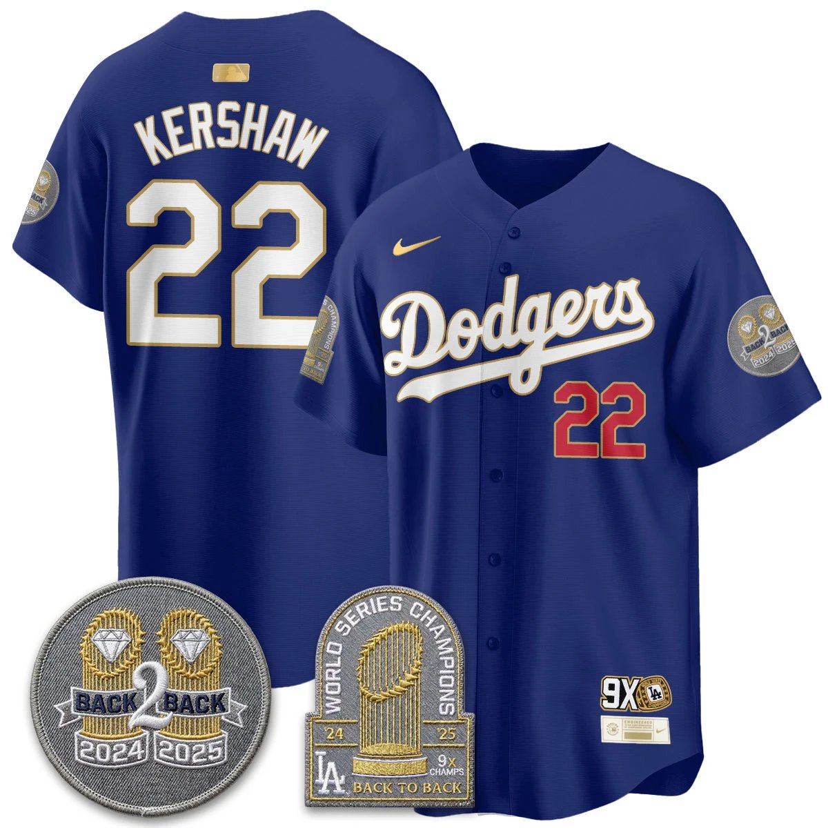 LAD Vapor Limited Jersey - Back to Back Champion - All Stitched by Los Angeles Dodgers