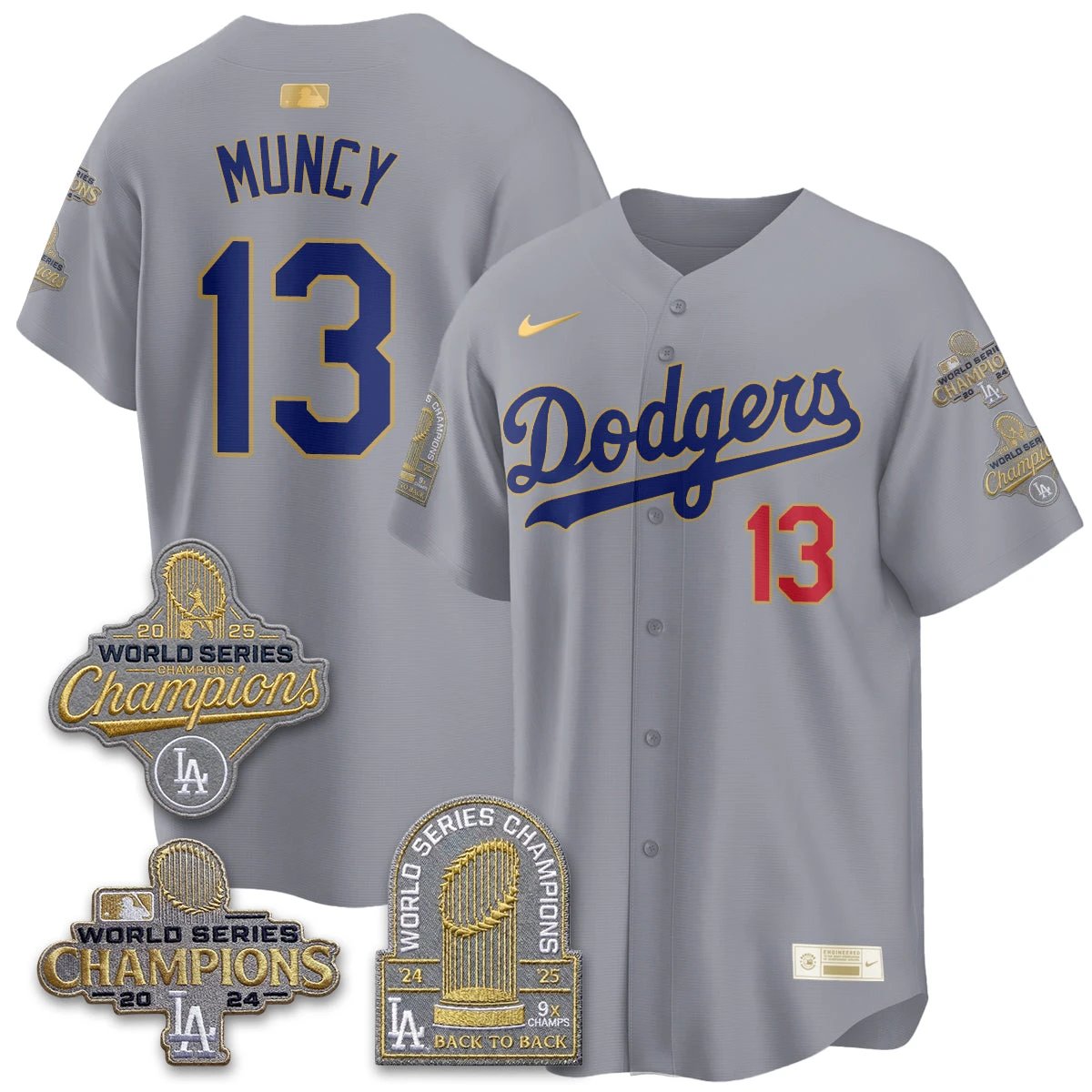 Los Angeles Dodgers Gold Collection Stadium Vapor Limited Jersey - Back to Back 9x Champs - All Stitched by Los Angeles Dodgers