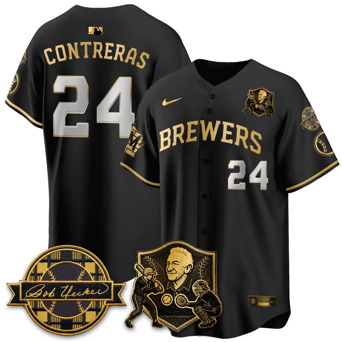 MIL Bob Uecker - 54 Seasons for Brewers' Vapor Limited Gold Jersey - All Stitched by Milwaukee Brewers