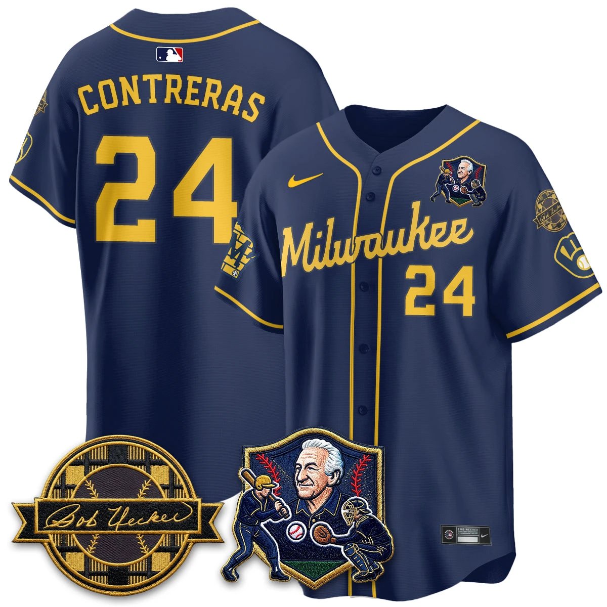MIL Bob Uecker - 54 Seasons for Brewers' Vapor Limited Gold Jersey - All Stitched by Milwaukee Brewers