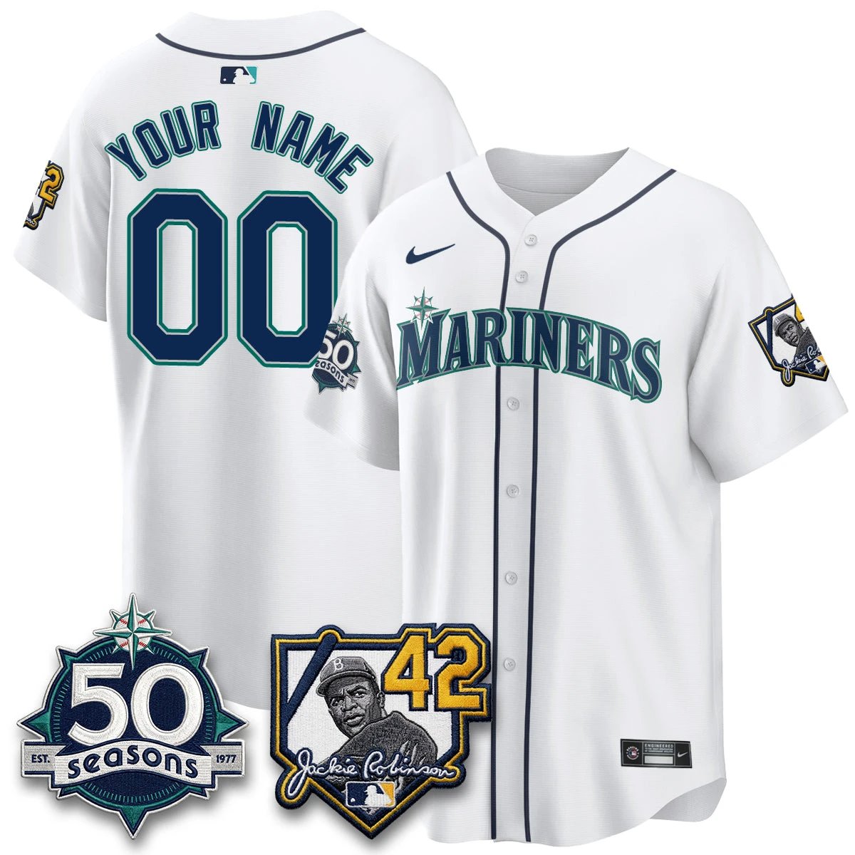 SEA 2026 Jackie Robinson New Era Vapor Custom Limited Jersey - All Stitched by Seattle Mariners