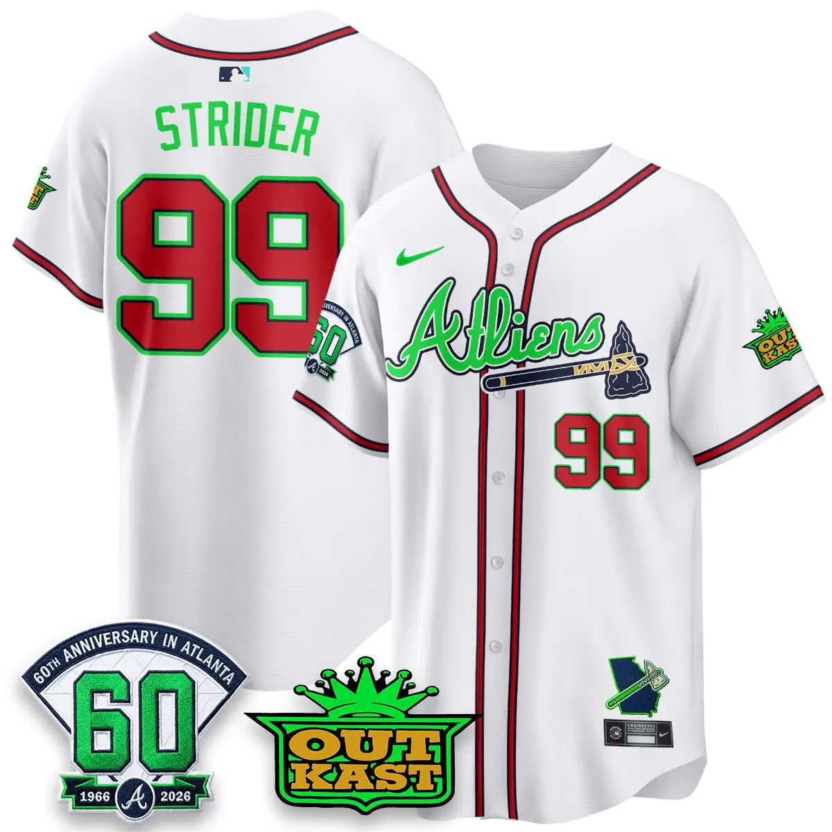 ATL x Atliens Cool Base Galaxy Version Jersey - Stitched (2) by Atlanta Braves