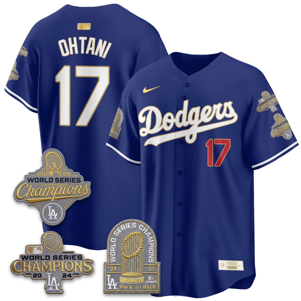 Los Angeles Dodgers Gold Collection Stadium Vapor Limited Jersey - Back to Back 9x Champs - All Stitched by Los Angeles Dodgers