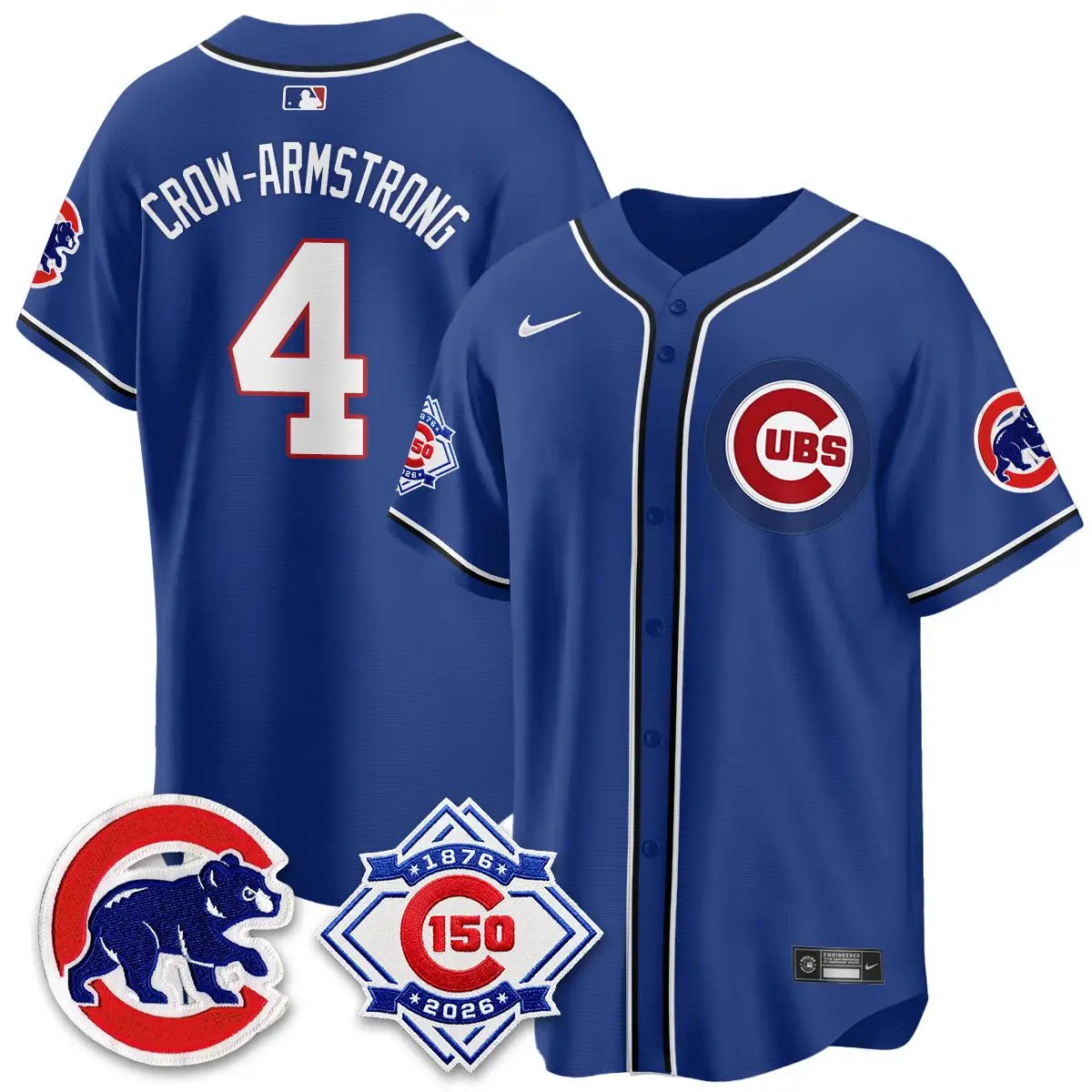 Chicago Cubs 150th Anniversary Black Out Style Vapor Premier Limited Jersey - All Stitched by Chicago Cubs