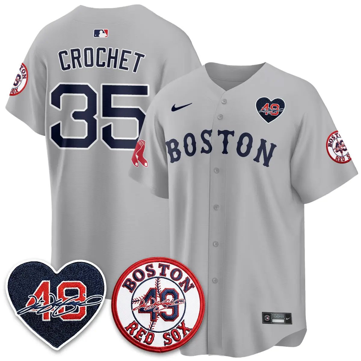 BOS Tim Wakefield Memorial Patch Vaper Premier Limited Red Jersey - All Stitched by Boston Red Sox
