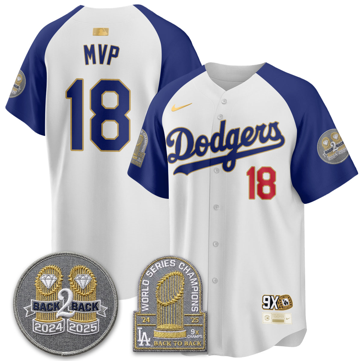 LAD Vapor Limited Jersey - Back to Back Champion - All Stitched by Los Angeles Dodgers