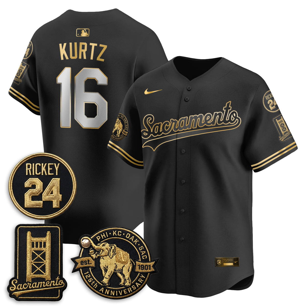OAK 2026 Alternate Sacramento 125 Years Limited Vapor Gold Edition Jersey - All Stitched by Oakland Athletics