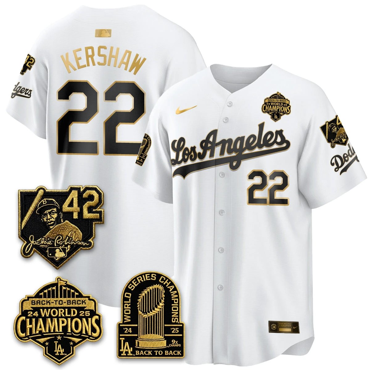 Los Angeles Dodgers 2026 New Era Gold Collection Vapor Limited Jersey - B2B Champs - All Stitched by Los Angeles Dodgers