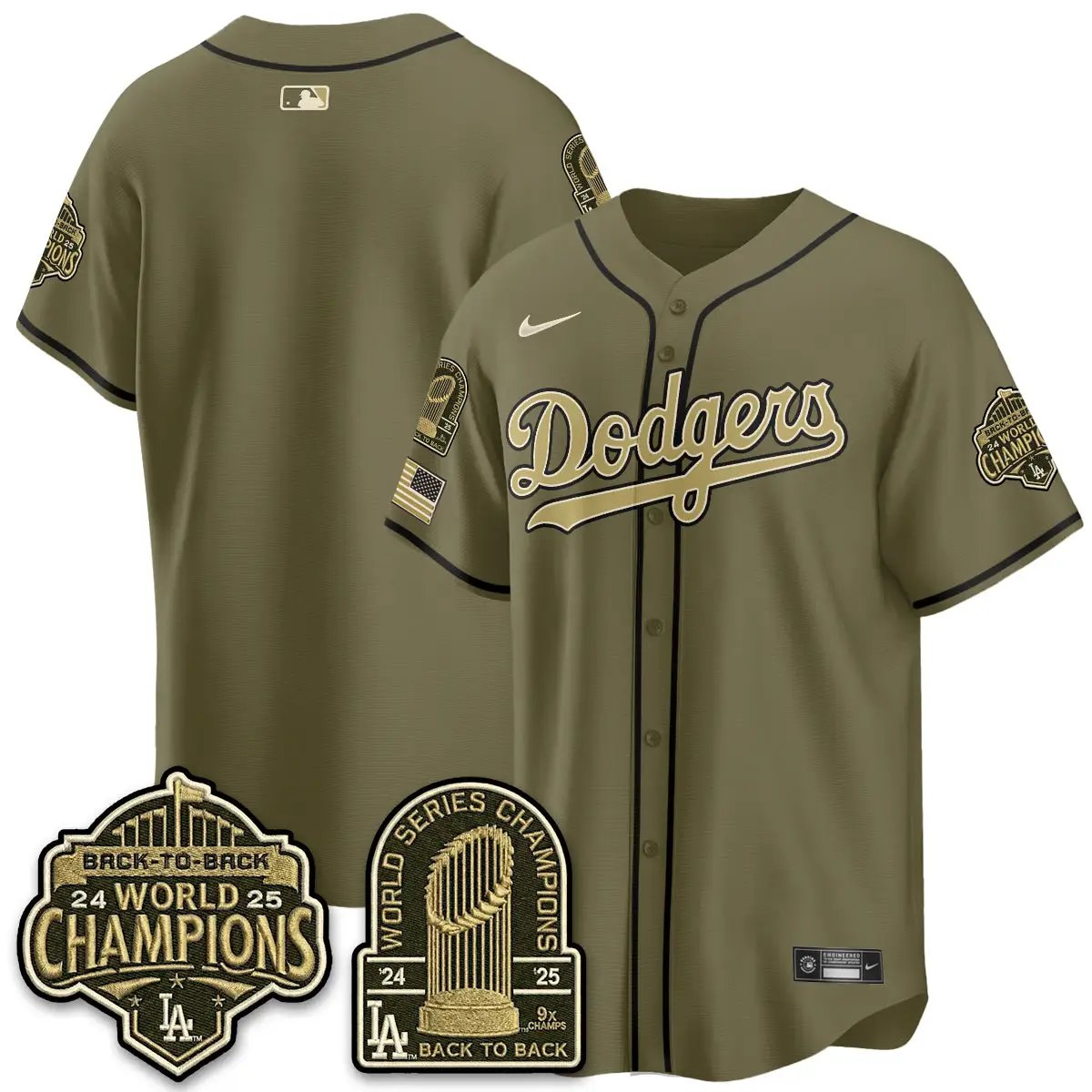LAD New Era Olive 2026 Armed Forces Day Jersey -All Stitched by Los Angeles Dodgers