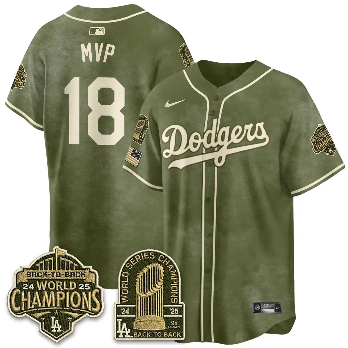 LAD New Era Olive 2026 Armed Forces Day Jersey -All Stitched by Los Angeles Dodgers