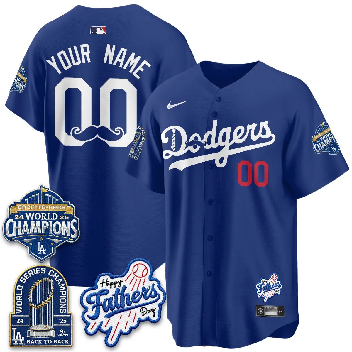LAD Happy Father's Day 2026 Custom Jersey - Stitched by Los Angeles Dodgers
