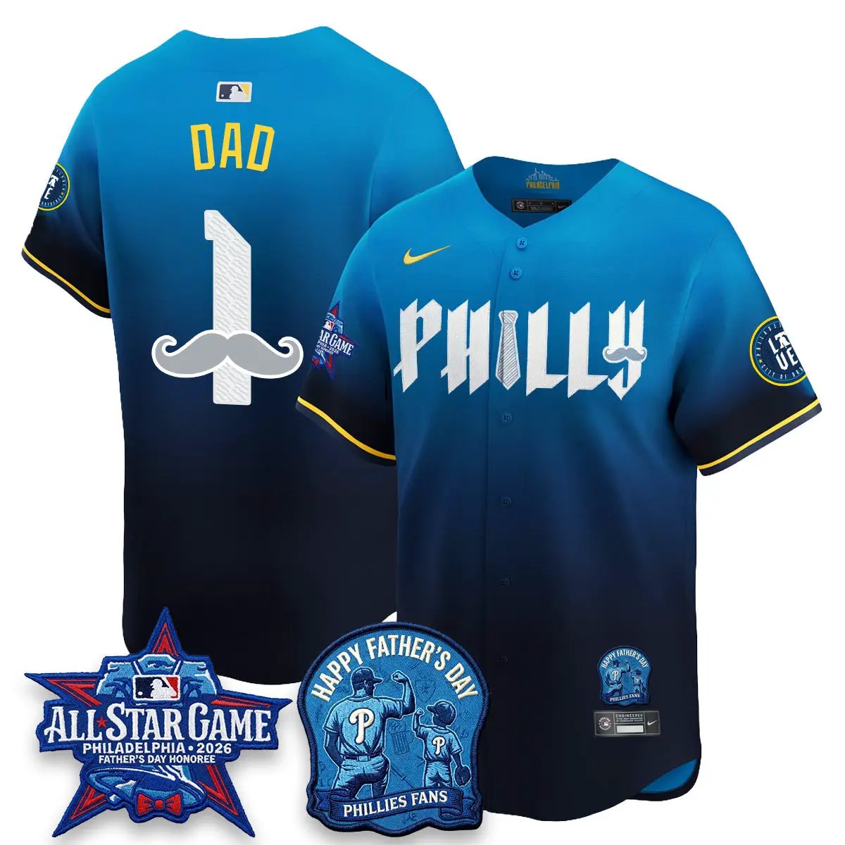 PHI Happy Father's Day Vapor Jersey - Stitched by Philadelphia Phillies
