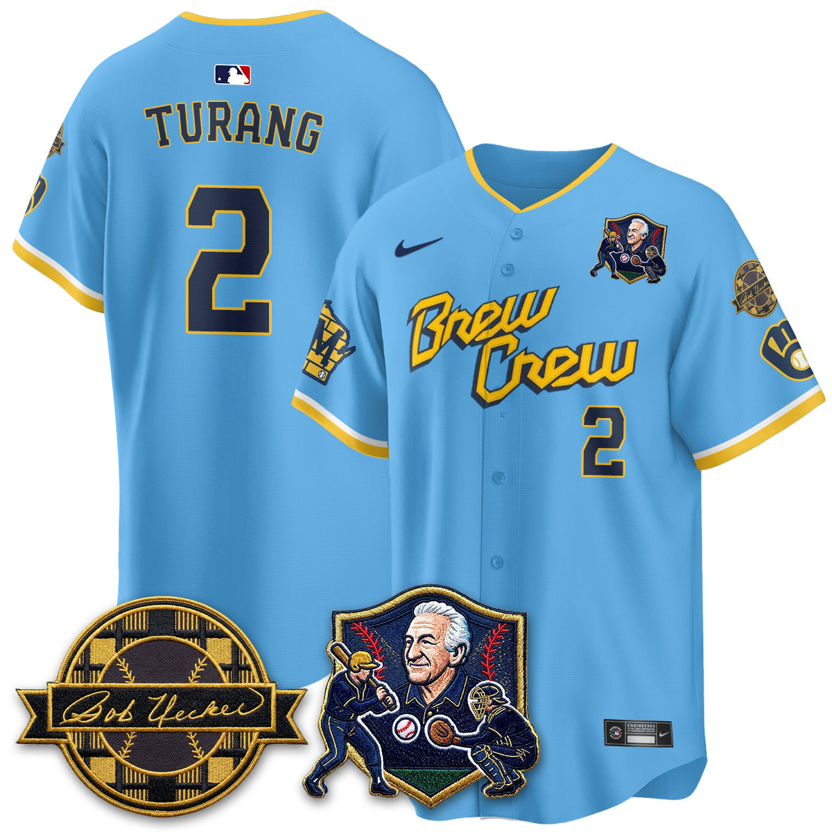 MIL Bob Uecker - 54 Seasons for Brewers' Vapor Limited Gold Jersey - All Stitched by Milwaukee Brewers