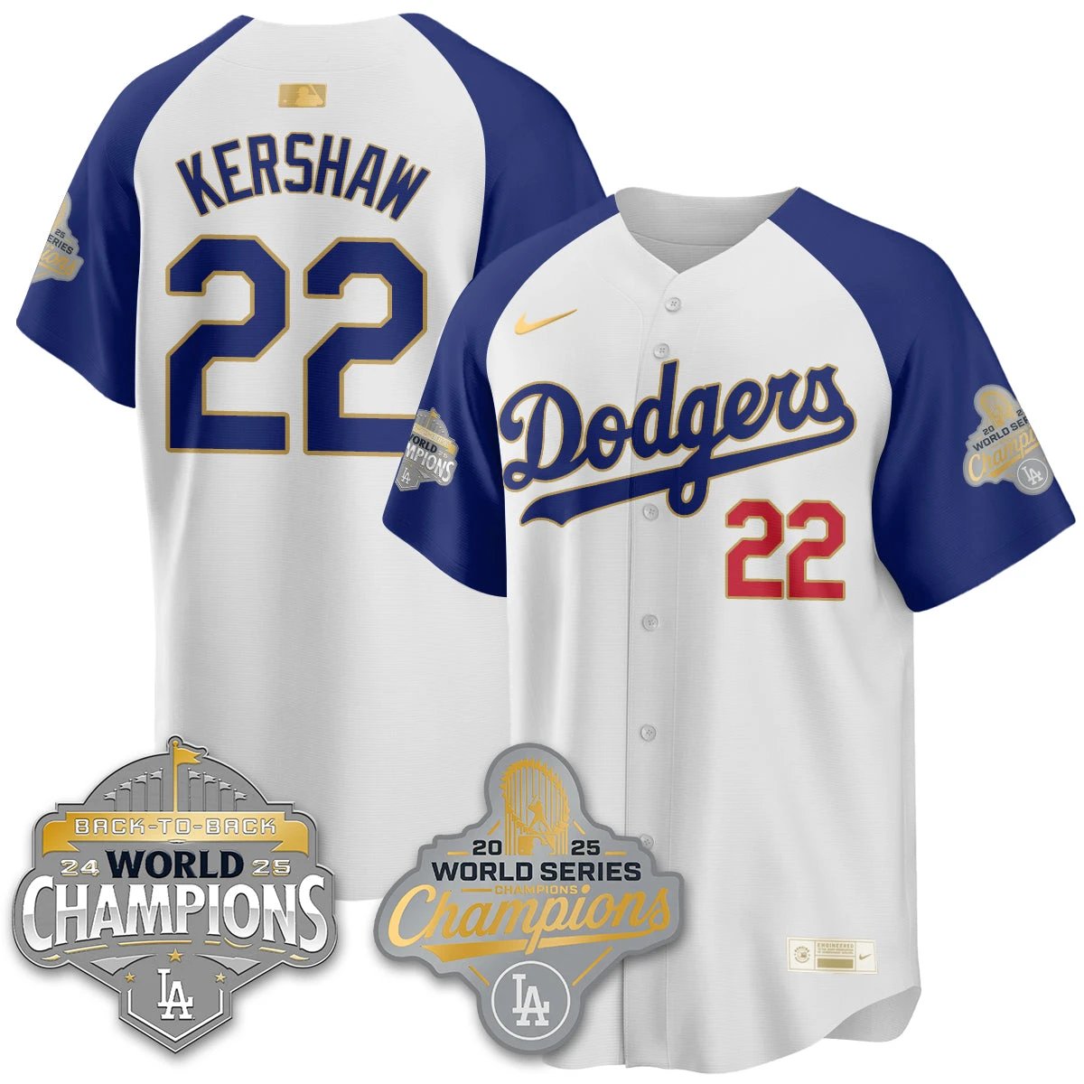 LAD Gold Collection Stadium Vapor Limited Jersey - B2B Champs - All Stitched by Dodgers