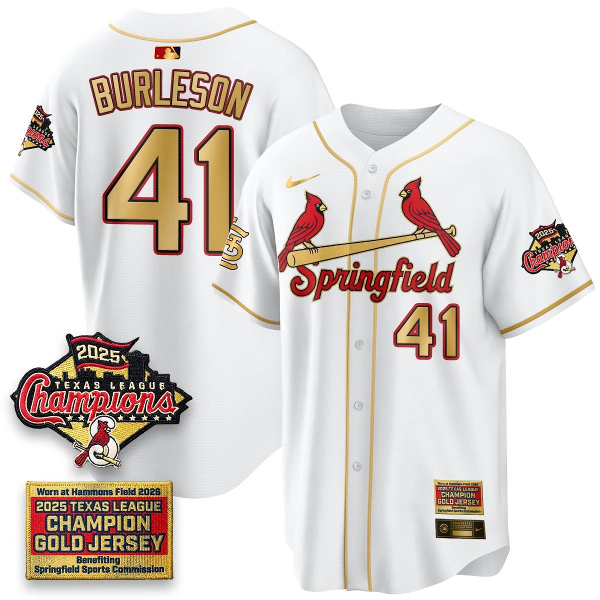 St. Louis Cardinals Springfield's Championship Gold Limited Jerseys - All Stitched by St. Louis Cardinals