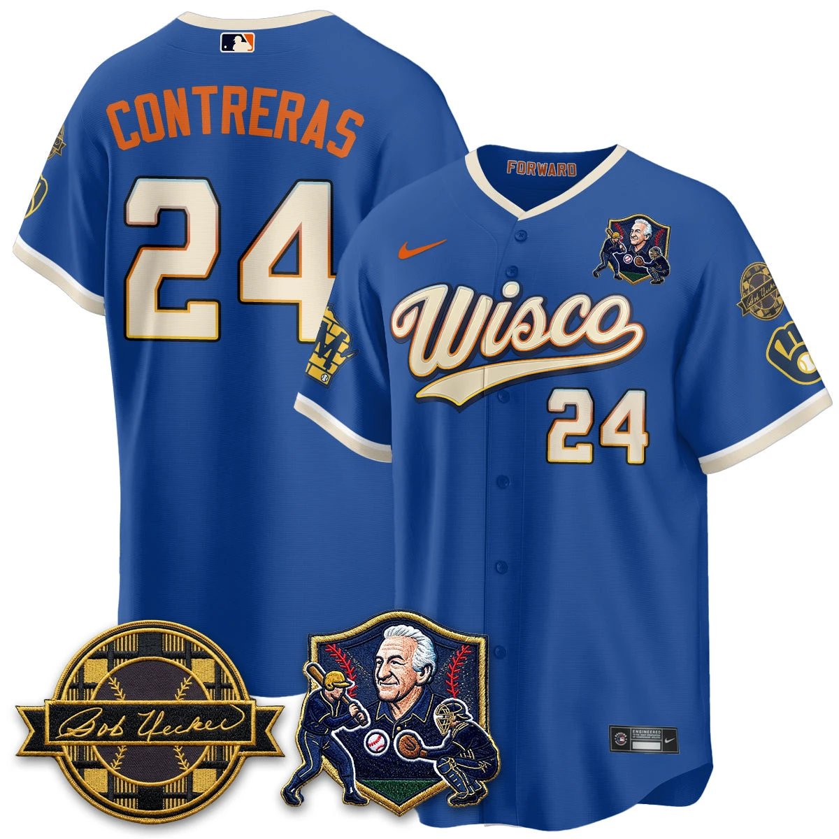 Milwaukee Brewers Bob Uecker - 54 SSs for Brewers' Vapor Limited City Connect Jersey - All Stitched by Milwaukee Brewers