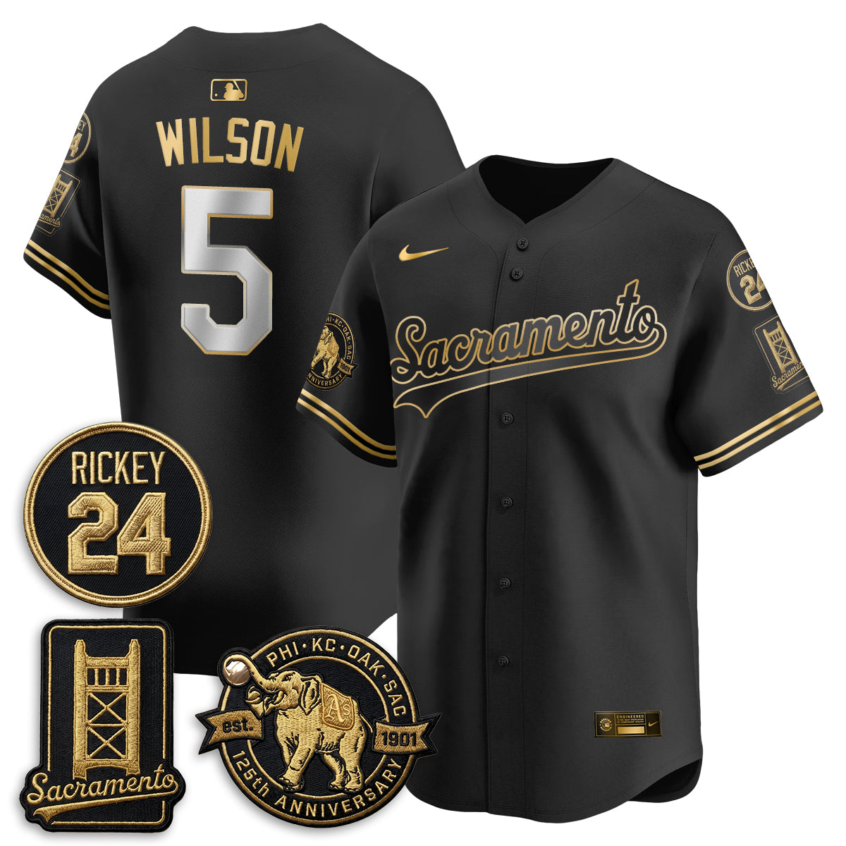 OAK 2026 Alternate Sacramento 125 Years Limited Vapor Gold Edition Jersey - All Stitched by Oakland Athletics