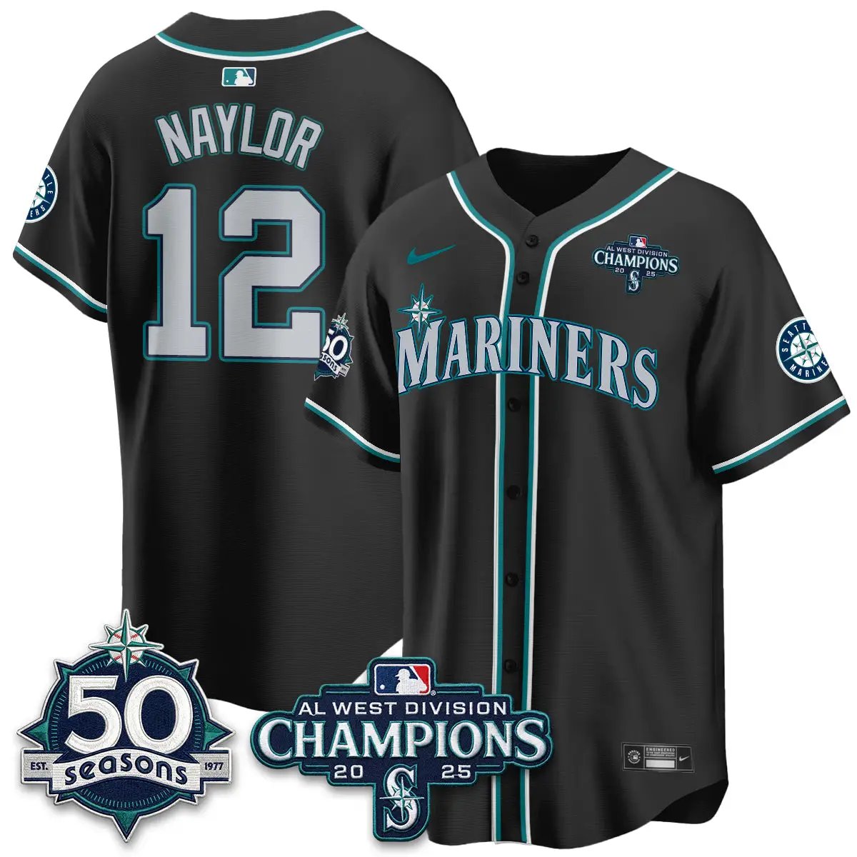 SEA 50th Anniversary Black Out Style Vapor Premier Limited Jersey - All Stitched by Seattle Mariners