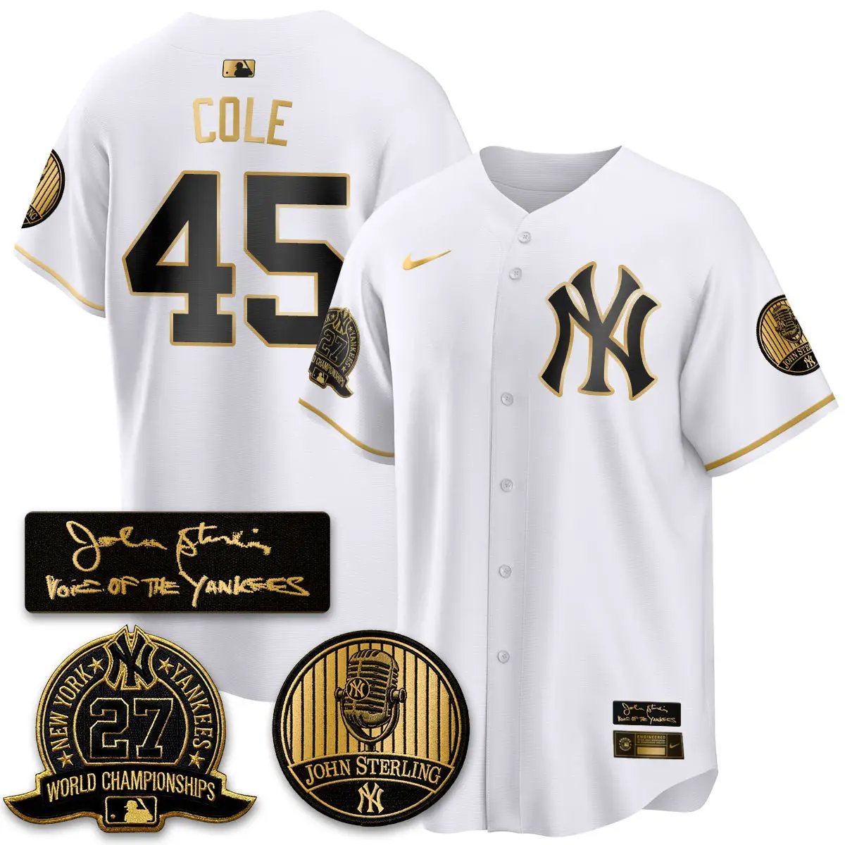 NYY John Sterling Tribute Patch Vapor Premier Limited Jersey - Stitched by New York Yankees