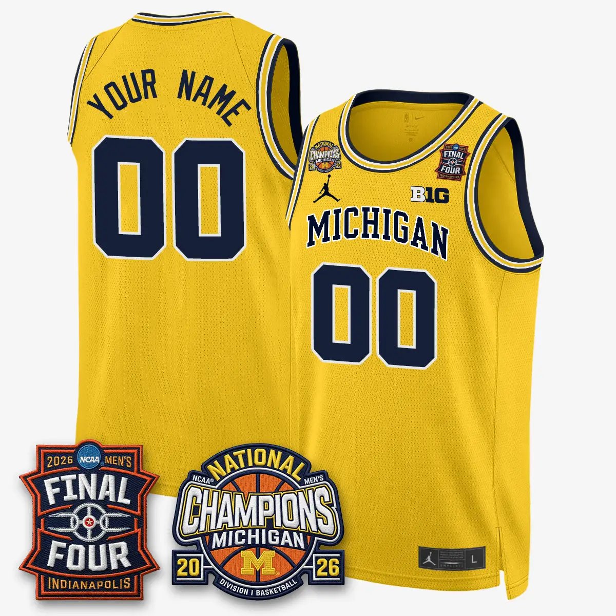 Michigan Wolverines Basketball National Champions Big Text Limited Vapor Custom Jersey - All Stitched by Michigan Wolverines