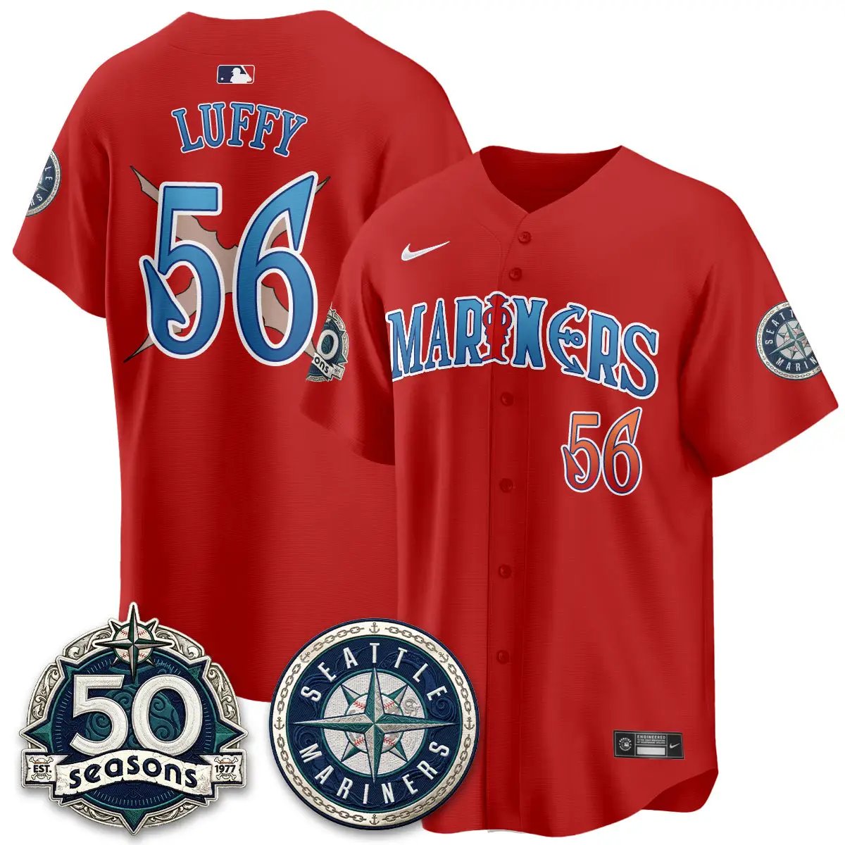 Seattle Mariners x Japanese Cartoon Vapor Limited Jersey - Stitched by Seattle Mariners