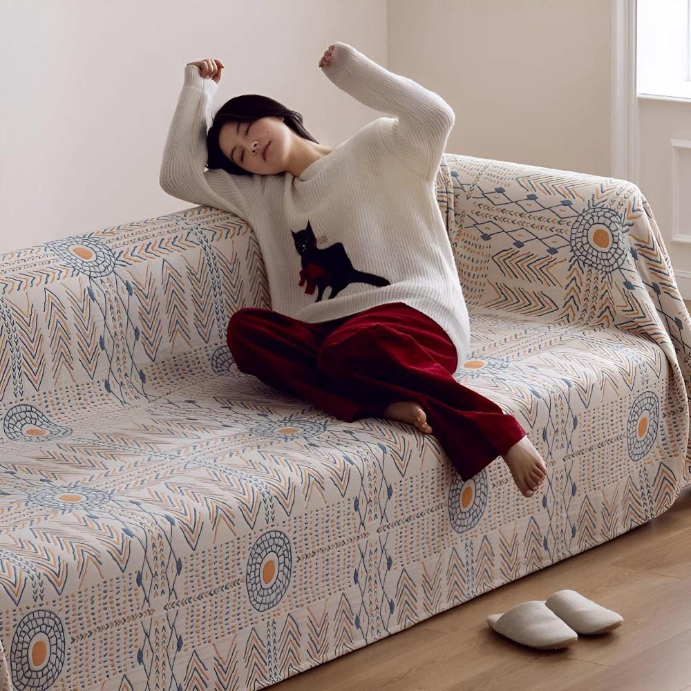 Reversible Chic Cotton Throw Blanket by Casa & Beyond