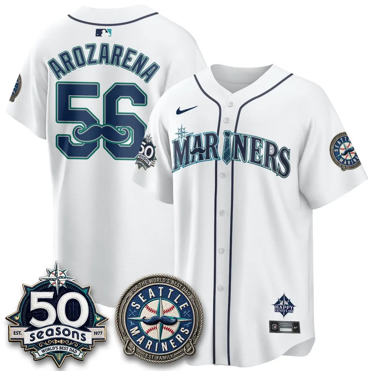 Seattle Mariners Happy Father's Day Vapor Jersey - Stitched by Seattle Mariners