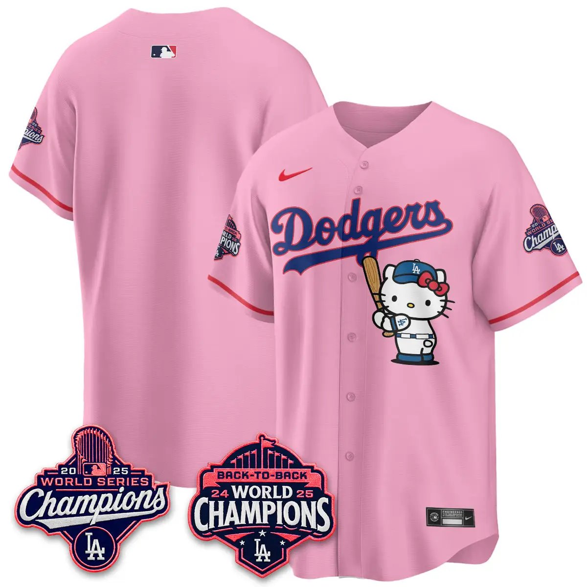 LAD x Hello Kitty Night 2026 Vapor White Jersey - All Stitched by Los Angeles Dodgers