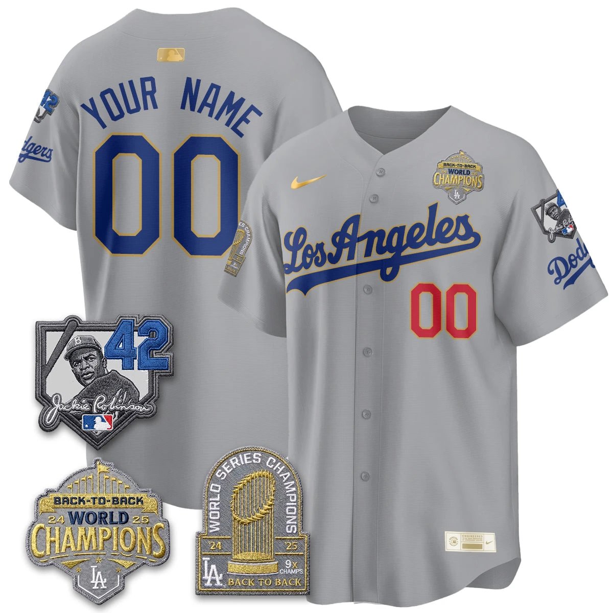 Los Angeles Dodgers 2026 New Era Gold Collection Vapor Custom Limited Jersey - B2B Champs - All Stitched by Los Angeles Dodgers