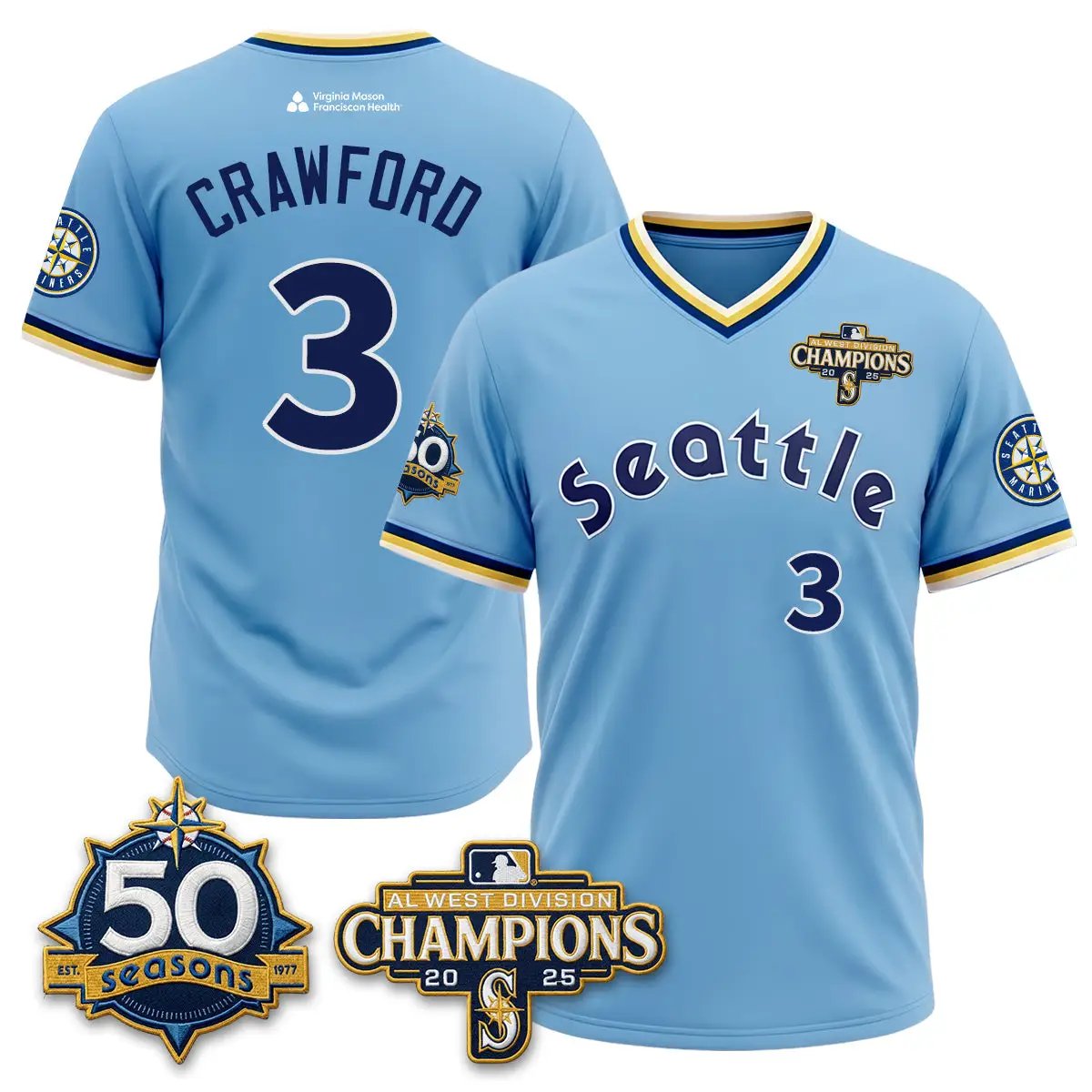 SEA 50th Anniversary Throwback Limited Jersey - All Stitched by Seattle Mariners