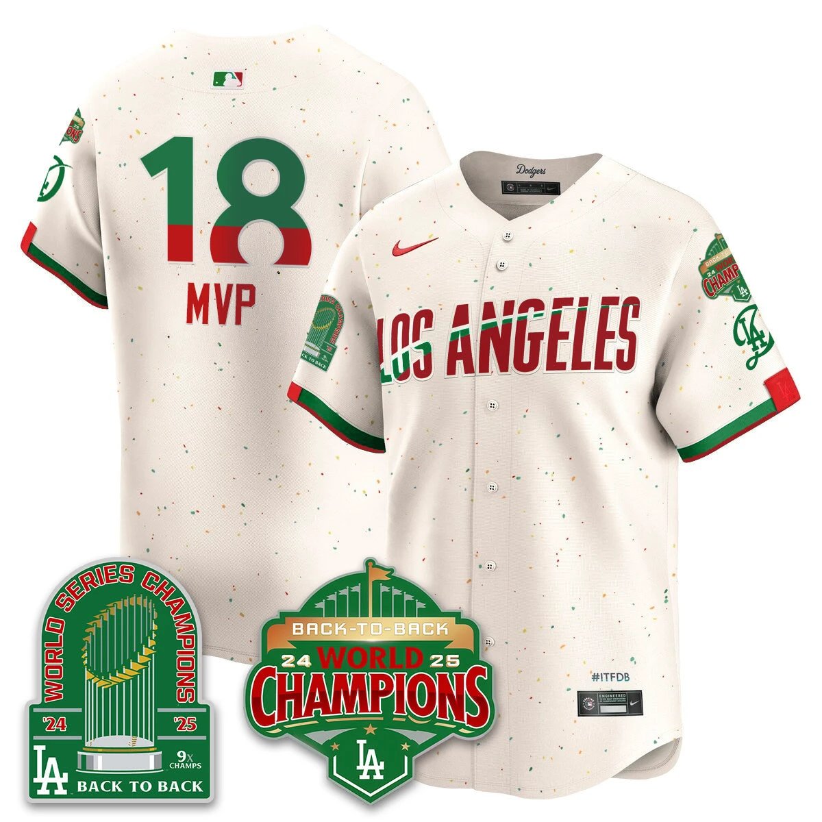LAD Mexico Vapor Limited Jersey - 9x & B2B Champs - All Stitched by Los Angeles Dodgers