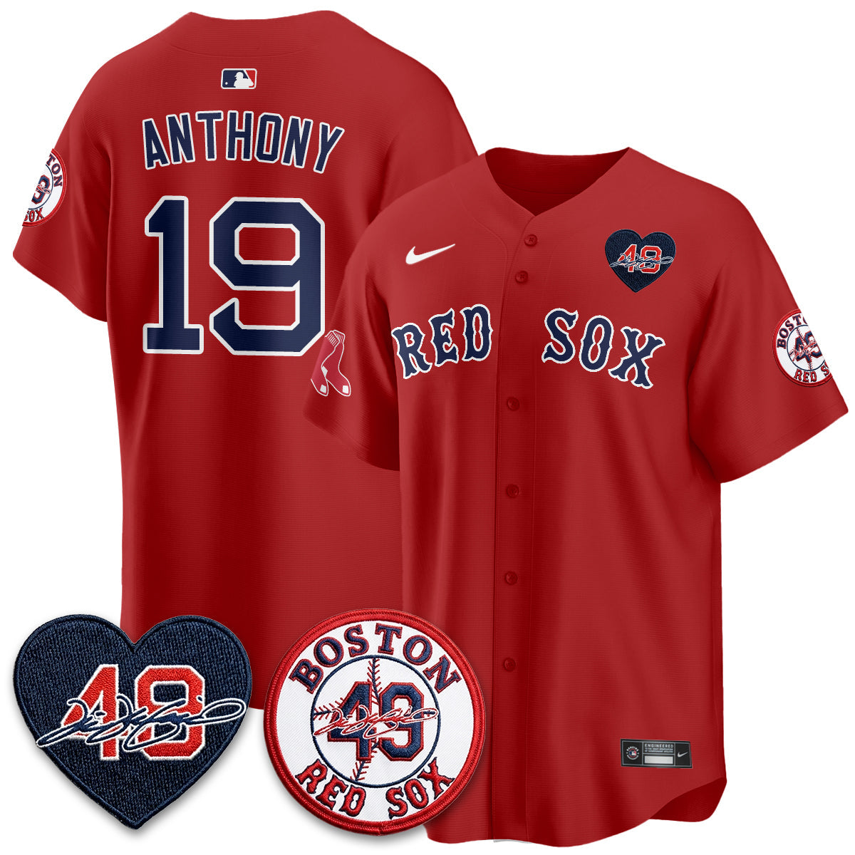 BOS Tim Wakefield Memorial Patch Vaper Premier Limited Jersey - All Stitched by Boston Red Sox