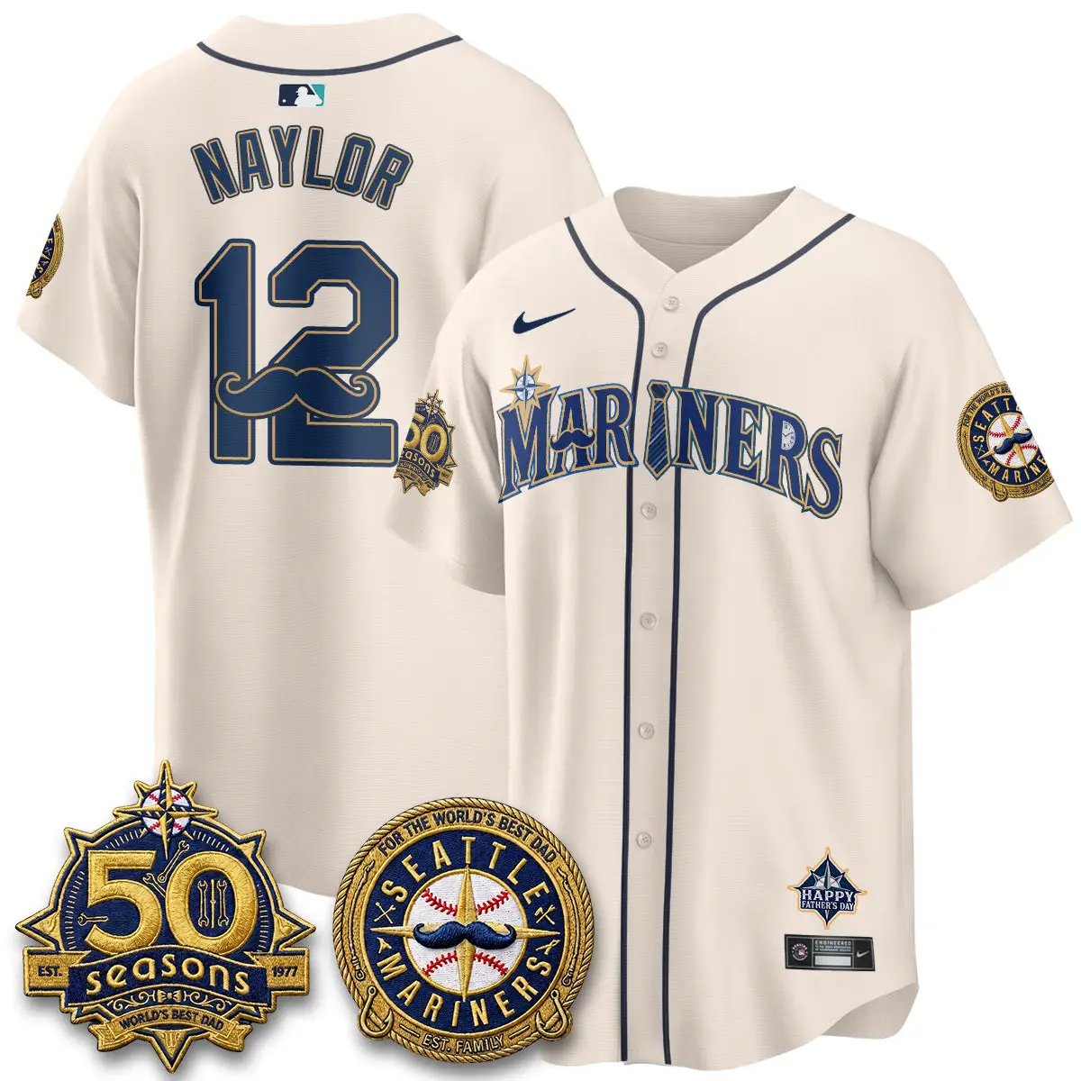 Seattle Mariners Happy Father's Day Vapor Jersey - Stitched by Seattle Mariners