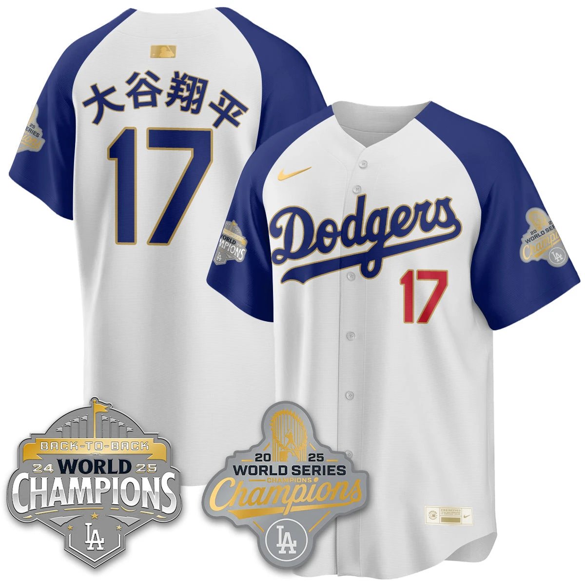 LAD Gold Collection Stadium Vapor Limited Jersey - B2B Champs - All Stitched by Dodgers